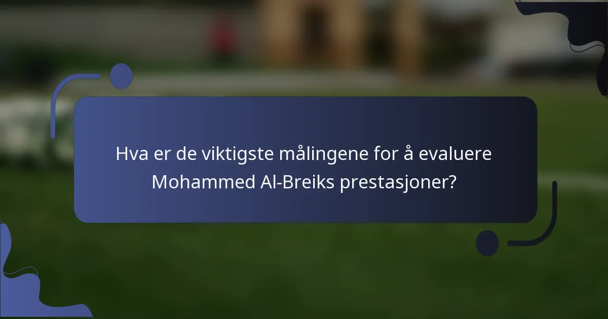 Hva er de viktigste målingene for å evaluere Mohammed Al-Breiks prestasjoner?